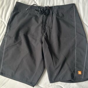 Quiksilver Men's Black Board Shorts with Orange Logo